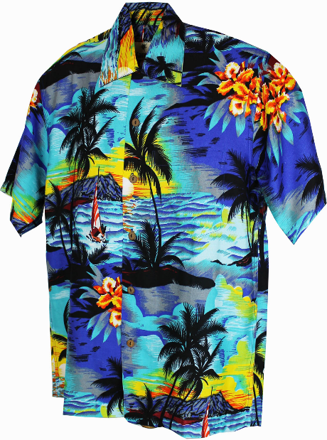 Sunset Blau - Hawaii Hemd