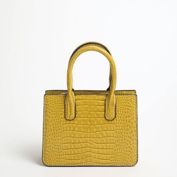 Handtasche im Kroko-Design gelb