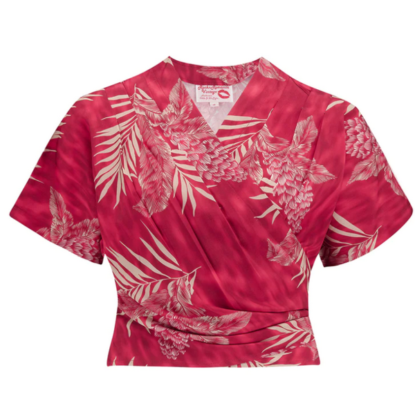 Bluse "Darla" in Ruby Palm Print