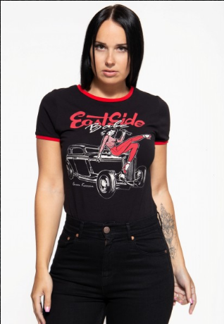 "QUEEN KEROSIN" Vintage Contrast T-Shirt »East Side Babe«