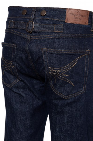 "KIng Kerosin" Vintage Red Selvedge Jeans mit Cinch Back und Knöpfen