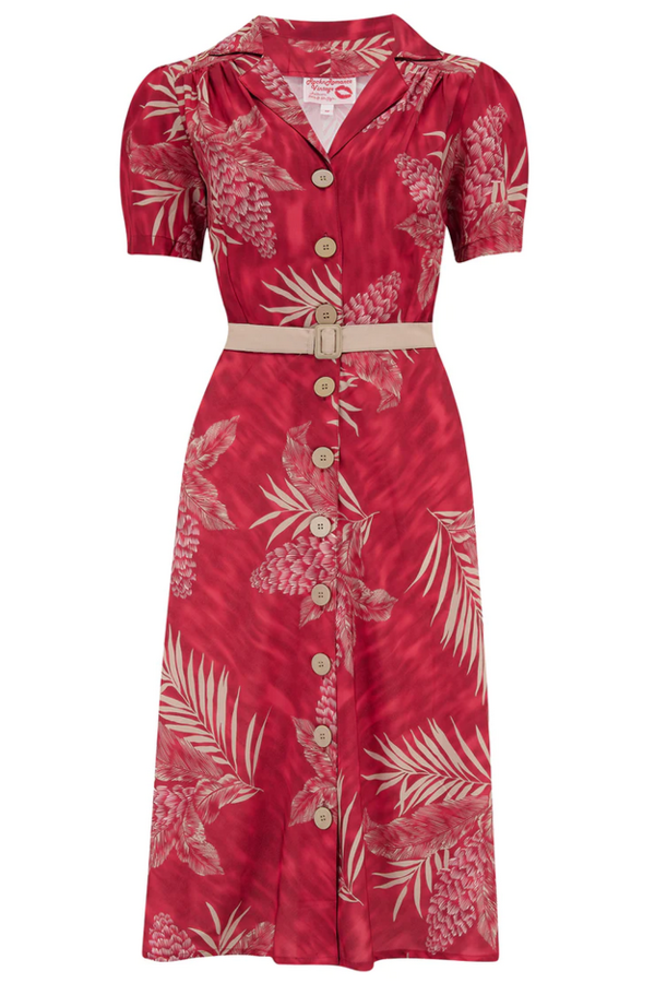 Charlene Shirtwaister Dress Ruby Palm Print